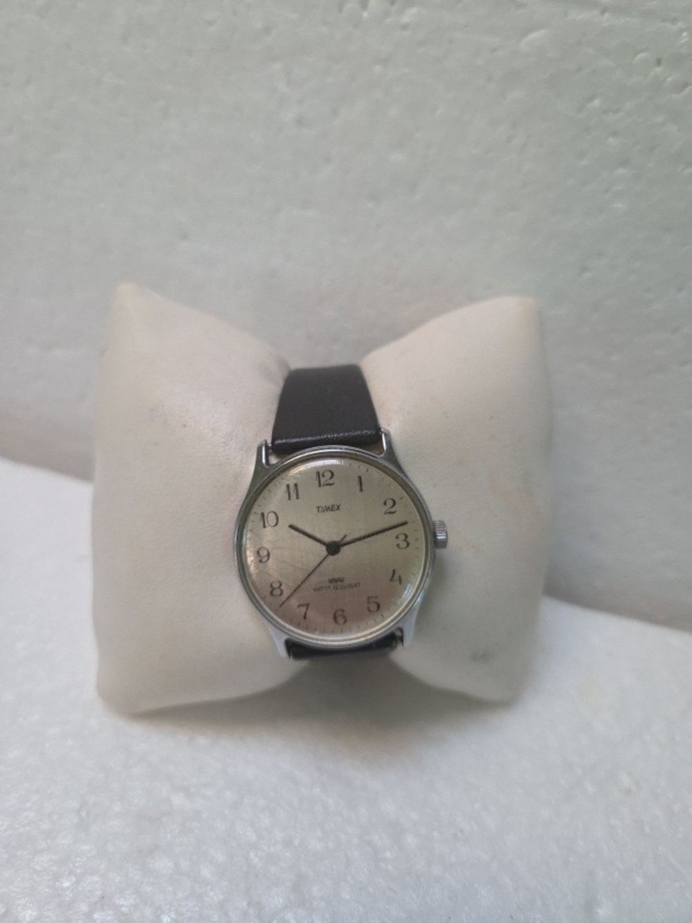 Timex Marlin 1960s Mechanical  Men’s Silver Case Watch with Black Leather Strap